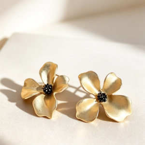Metallic Petal Stud Earrings
